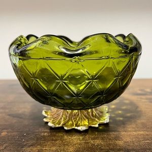 Vintage Princess House Olive Green & Gold Planter/Utility Dish (item #452)